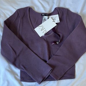 Seamless crop top from Zara, brand new, color purple, size M/L